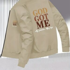 Cream!! New!! Bomber!! 1xl!! Positive Message, Looking For A Loving Owner!!!!